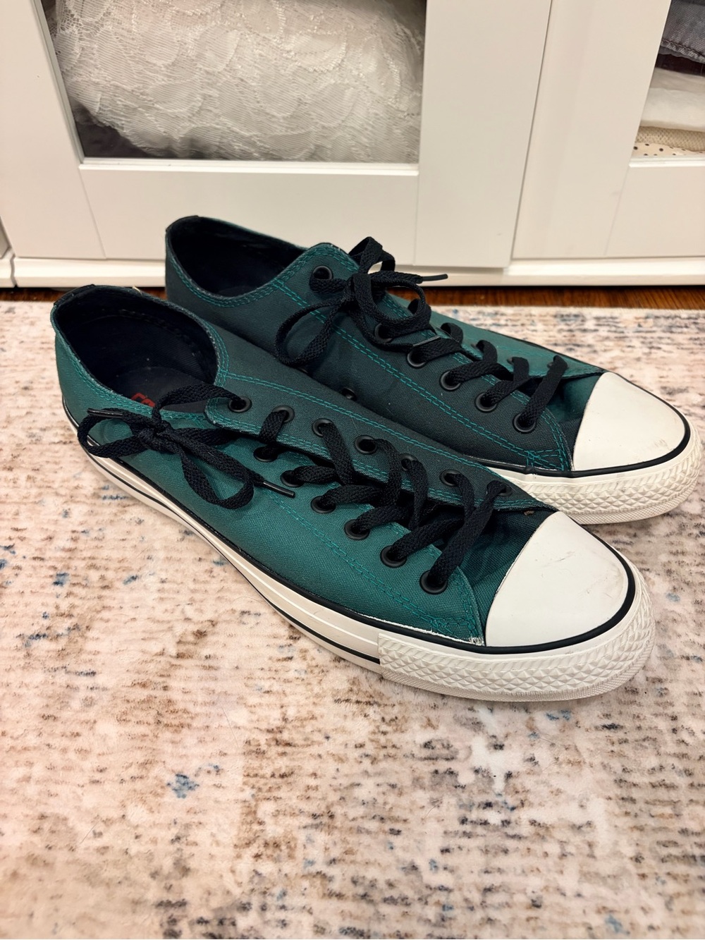 Classic Low-Top Canvas Sneakers in Two Tone Green with Black Laces